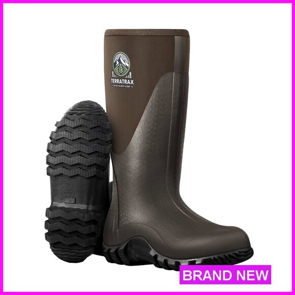 Men's Waterproof Insulated Work Boots Winter Snow Mud Durable Anti-Slip Rain